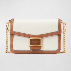 Kate Spade White and Tan Crossbody with Gold Chain